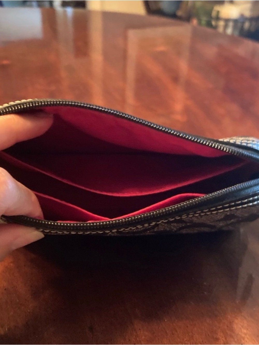 Coach small Signature Black and Gray Toiletry Pouch - Picture 3 of 3